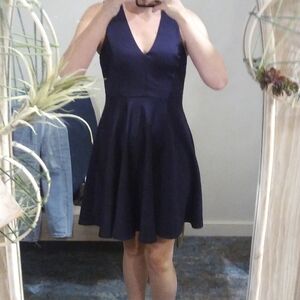 Altar'd State Elegant Navy Blue Lace-Back Cocktail Dress